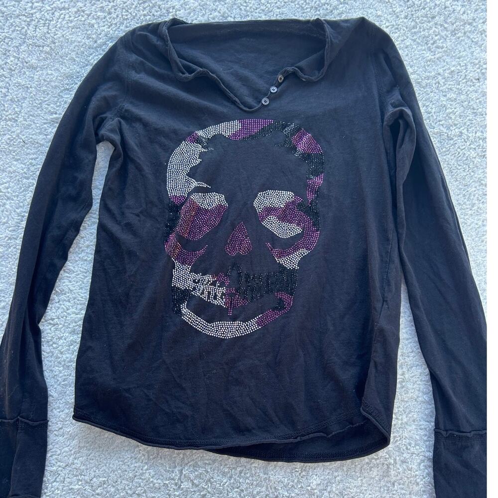 Zadig & Voltaire Tunisien Skull Long Sleeve Top Size XS